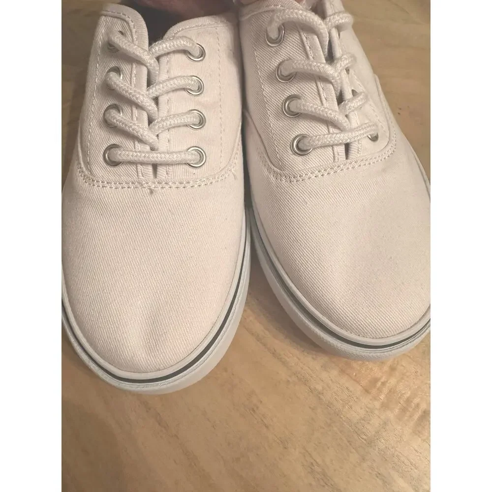 Janie and Jack Boys Classic Canvas Lace Up Sneakers White Size 2